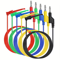 Kit de câbles de test multimètre à fiche banane 4 mm, 5 couleurs, longueur 100 cm, conducteur en cuivre, isolation PVC, homologué 1000 V pour instrumentation