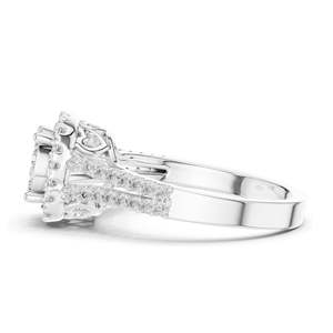 Bague en or 18 carats, 14 carats, 10 carats avec diamants de laboratoire 0,816 CT pour femme, diamants CVD VVS-VS EF, design double halo à double sangle fendue - Product Image 6