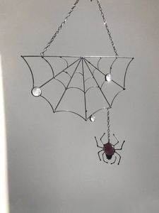 Sculpture d'ornement en métal toile d'araignée en fil métallique d'Halloween pièce de présentation de vacances durable pour les décorations pour la maison - Product Image 5