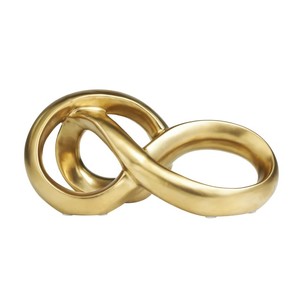 Escultura abstracta de lazo infinito de cerámica plateada Litton Gold Ceramic Infinity Loop Escultura abstracta escultura pulida moderna - Product Image 3