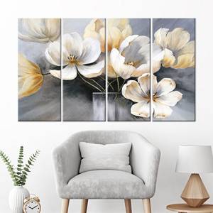 Impression sur toile de fleurs abstraites élégantes - Décoration murale moderne, 4P : encadrée - Product Image 1