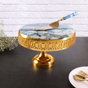 Soporte de pastel de madera de la mejor calidad con resina y metal Estilo Ins de alto estilo para fiesta Boda Restaurante Hotel de India - Product Image 5