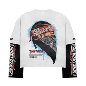 เสื้อยืดแขนยาวสำหรับผู้ชายโอเวอร์ไซส์ผ้าฝ้าย300gsm ลายสตรีทแวร์ผ้าคอตตอนน้ำหนักมากดีไซน์2025ใหม่ - Product Image 3