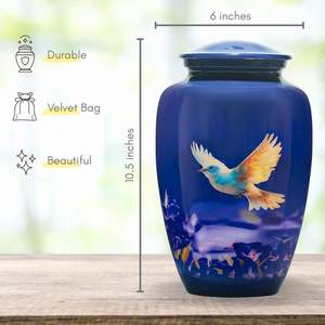 Urna de cremación azul para cenizas humanas Urna para adultos para hombres o mujeres de hasta 200Lbs Urna de entierro conmemorativo adecuada para funeral o exhibición - Product Image 4