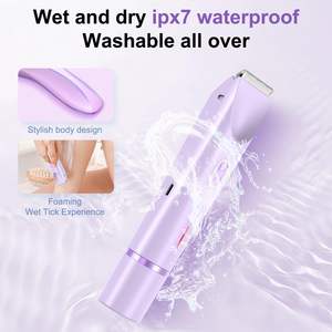 Rasoir électrique pour femme à double tête, chargement USB-C, peigne intégré, lames en acier inoxydable, pour visage, jambes, bras - Corps IPX7 - Product Image 5