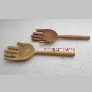 Ensemble de cuillères à salade en bois de mangue avec poignée unique Cuillères de service pour salades Outils de service pratiques - Product Image 5