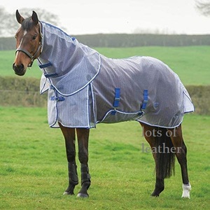 Cheval équestre d'été protecteur de mouche Combo mouche maille feuille tapis blanc/bleu couleur respirant meilleur prix cheval couverture - Product Image 2