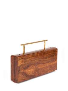 Bolso de mano artesanal de madera con detalles hechos a mano, bolso de mano de madera de mango ideal para atuendos étnicos y occidentales a precio económico. - Product Image 5