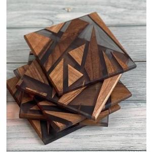 Modern Elegant <b>Coasters</b> <b>Set</b> Unique Wooden Cup Mats <b>and</b> Pads Creative Classic Epoxy Resin Design for Drinks <b>Coasters</b> Holder <b>Set</b> - Product Image 6