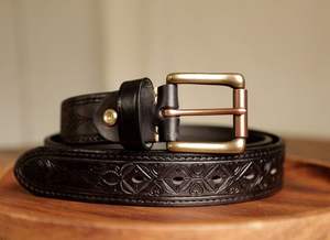เข็มขัดหนังแฟชั่นใหม่ทำด้วยมือสลักลายดอกไม้เข็มขัดคาวบอยตะวันตกบุรุษของขวัญเข็มขัดหนังสำหรับผู้ชาย - Product Image 4