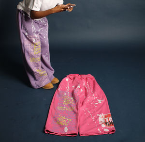 Pantalons de survêtement personnalisés Streetwear Acid Wash Splash Ink Jambes droites Pantalons de survêtement amples et surdimensionnés - Product Image 4