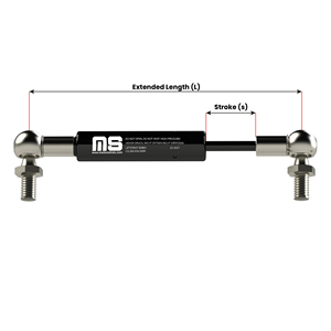 Amortiguador de Gas Industrial de Acero Negro de Alta Resistencia MotionStruts LS10BJ-390-885-F1, 21mm-10mm, 885mm (34.84in), 100N-1200N, para Camioneta - Product Image 3