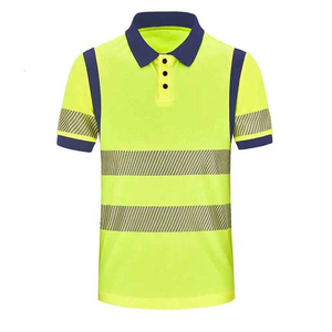 Chemises de travail à manches courtes en tricot uni, respirantes, haute visibilité, pour hommes, uniformes de sécurité routière, vêtements de travail fluorescents personnalisés - Product Image 1