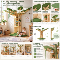 Meuble bibliothèque arbre en bois Montessori pour la lecture, idéal pour les crèches, salles de jeux et les coins lecture pour enfants, avec coussins et ensembles de livres