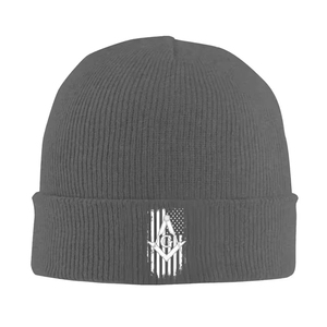 Gorro Masónico con Bandera Americana y Compás Cuadrado, Gorro Cálido de Invierno para Hombre y Mujer, Gorro de Punto Acrílico - Product Image 1