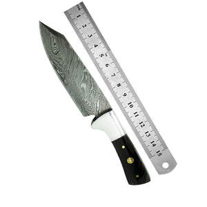 Cuchillo de caza de acero de Damasco de alta calidad Mango de madera personalizable Longitud regular con soporte OEM - Product Image 1
