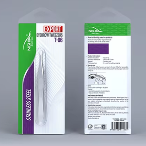 Pinzas para cejas chapadas en gris de acero inoxidable NGHIA, 95,5mm de longitud, Exportación brillante para juego de manicura y pedicura - Product Image 1