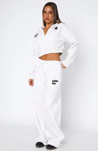 Conjunto Deportivo de 2 Piezas para Mujer, Invierno, Bordado, Color Sólido, Pantalones Deportivos Anchos Charli Grises - Product Image 2