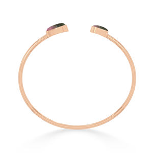 Pulsera de Turmalina Sandía Chapada en Oro Rosa de 18K de Primera Calidad, Piedra Natural Tallada a Mano, Joyería Unisex de Moda - Product Image 2