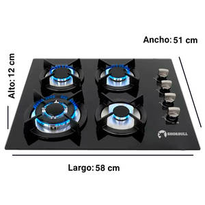 Fornello a 4 Fuochi Shorbull con Piano in Vetro Temperato, Alta Prestazione, Resistente, Fornitura Diretta OEM all'Ingrosso - Product Image 2