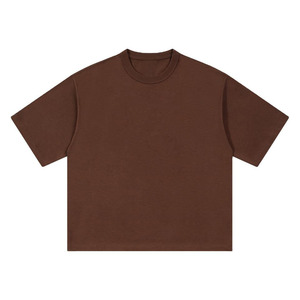 T-shirt ample en coton lourd à col rond, taille européenne 270g, super épaules tombantes, triple aiguille, grande taille - Product Image 4