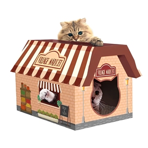 Casa de cartón plegable y ligera para gatos, portátil, duradera y fácil de almacenar para gatos pequeños y grandes - Product Image 5