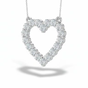 Collier cœur en diamant d'amour éternel exclusif, diamants naturels pour femmes, bijoux fins pour les looks tendance, occasions spéciales, cadeaux - Product Image 1