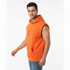 Débardeur à capuche sans manches personnalisé pour homme, léger, pour l'entraînement, vêtements de sport, tissu respirant, personnalisation de la marque, couleurs, tailles, OEM - Product Image 2