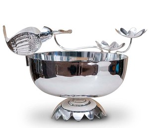 Bol de service design oiseau argenté Vaisselle de table en métal PP avec base pour la maison Hôtel Restaurants pour le service de nourriture au chocolat - Product Image 2