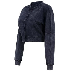 Nouveautés Femmes Ensemble 2 pièces : Veste bomber style survêtement zippée à effet délavé et coupe évasée, et pantalon de jogging coupe droite - Product Image 3