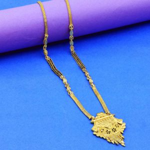 Vente en gros de micro pendentifs plaqués or 24 ct bijoux traditionnels de mariage en laiton Mangalsutra Design 18 pouces de long - Product Image 5