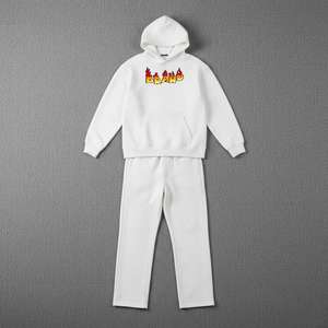 Conjunto Deportivo Informal Holgado Unisex, Pantalones Deportivos Holgados y Sudadera con Capucha, Chándal para Hombre, 100% Algodón - Product Image 6