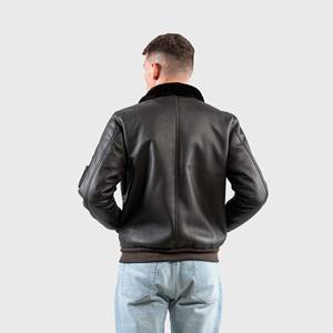Blouson bomber moderne et fin pour homme en peau de mouton, design classique à fermeture éclair, usage quotidien, style motard, printemps - Product Image 6