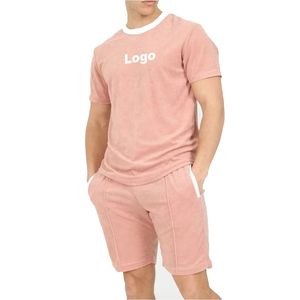 Nouvelle arrivée ensemble jumeau d'été pour hommes meilleur deux pièces ensemble d'été Logo personnalisé à manches courtes col arrondi couleurs unies ensemble jumeau - Product Image 5