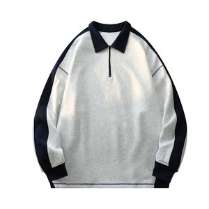 โลโก้ที่กําหนดเอง OEM ขนาดใหญ่เสื้อสวมหัว Unisex แขนยาวปกเสื้อยืดที่กําหนดเองสองโทนเสื้อโปโลแขนยาวฤดูใบไม้ผลิ - Product Image 3