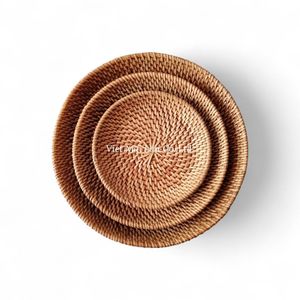 Bandeja de Ratán Hecha a Mano de Estilo Rústico con Materiales Naturales para Servir y Decoración del Hogar - Product Image 2