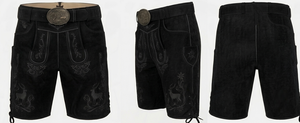 Men Bavarian Lederhosen Traditional Embroidered <b>Leather</b> <b>Shorts</b> High Waist Vintage Style With Deer Pattern Handmade Craftsmanship - Product Image 4