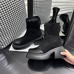 מחיר הסיטונאי עגול העליון זמש מגפיים לנשים עבה הבלעדית נגד החלקה מגפיים המערבית נעלי קאובוי לנשים - Product Image 1