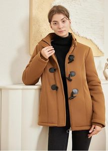 Abrigo de Invierno con Capucha para Mujer, Chaqueta Cálida y Gruesa con Botones de Cuerno y Bolsillos, Ropa de Abrigo de Moda - Product Image 4