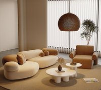 Set Furnitur Resepsi Komersial Mewah Sofa Lengkung Pebble Kursi Berlapis Busa Empuk Meja Kopi Bundar Custom