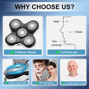 Cabezales de Repuesto de Cinco Cuchillas Lavables Específicos para la Cara, para Afeitadora Eléctrica, Compatibles con Afeitadora Rotatoria, Paquete de 3, para Uso en Autocaravanas - Product Image 3