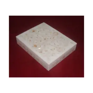 Wholesale Indian Modern Fashion Arts Marble Mother Of Pearl Inlaid Shell Jewelry Marble Box Rectangle Shape Marble MOP Inlay Box