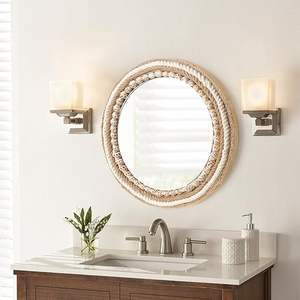 Miroir mural suspendu de style ferme moderne Design de décoration intérieure avec cadre fabriqué en corde Artefacts en verre, métal et fer en gros - Product Image 4