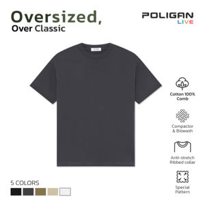 เสื้อยืดโอเวอร์ไซส์ผ้าคอตตอน100% กางเกงขาสั้นรุ่นเฮฟวีเวตแขนป้องกันการยืด240จีเอ็มเอส - Product Image 2