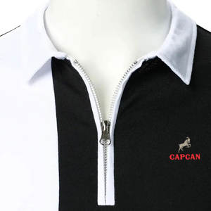 Polos con cremallera para hombre, camisetas de polo de punto acanalado de manga corta, camisetas de golf informales de nueva moda con tamaño personalizado - Product Image 4