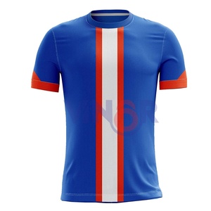 Maillots de football unisexes fabriqués en usine, chemises à manches courtes et col rond personnalisées, maillots de football en gros avec nom imprimé - Product Image 1