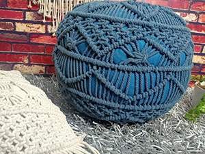 100% algodón MÁS Macramé Puf otomano grande moderno reposapiés para el hogar o el hotel elegante taburete moderno para sala de estar sofá - Product Image 2