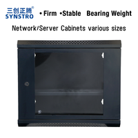 Armoire de serveur de centre de données murale 9U 19 pouces avec porte en verre trempé, équipement réseau, charge statique 1000 kg, en stock