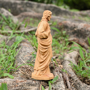 Estatua de Madera del Sagrado Corazón de Jesús, Icono del Sagrado Corazón <span class=keywords><strong>para</strong></span> Escritorio, Obra Maestra Religiosa Clásica <span class=keywords><strong>para</strong></span> <span class=keywords><strong>Altares</strong></span> de Iglesia y Decoración de Interiores - Product Image 4