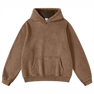 Sudadera informal de alta calidad para hombre, jersey de lana mezclado de algodón lavado de peso pesado personalizado, Sudadera con capucha, patrón sólido para invierno - Product Image 4